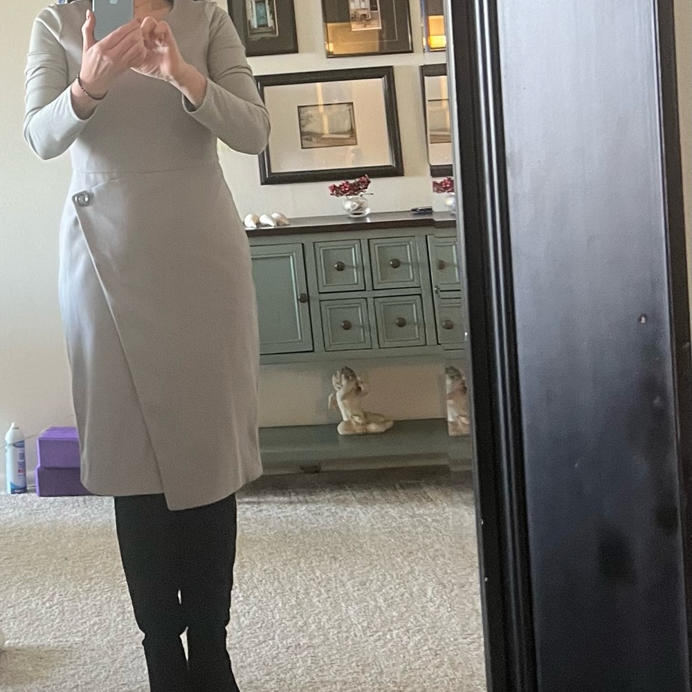Ann Taylor light gray long sleeve work dress.